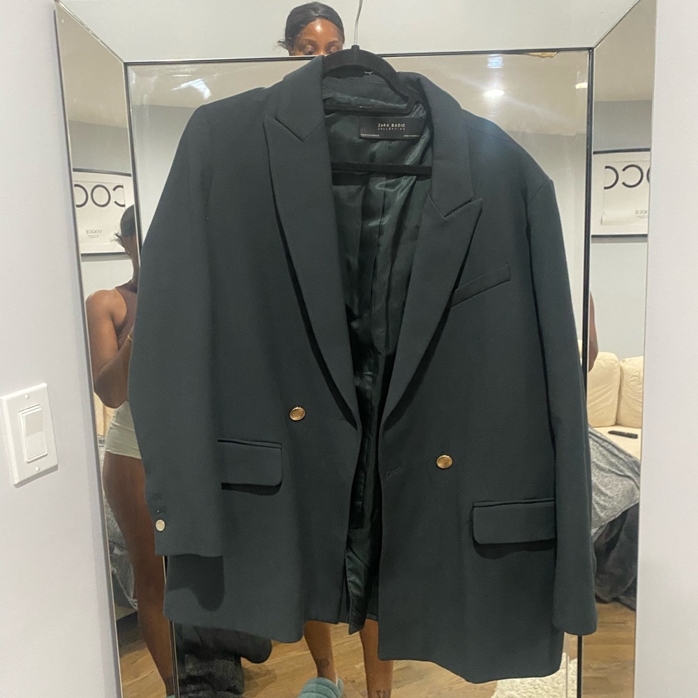 Forest green Zara boyfriend blazer